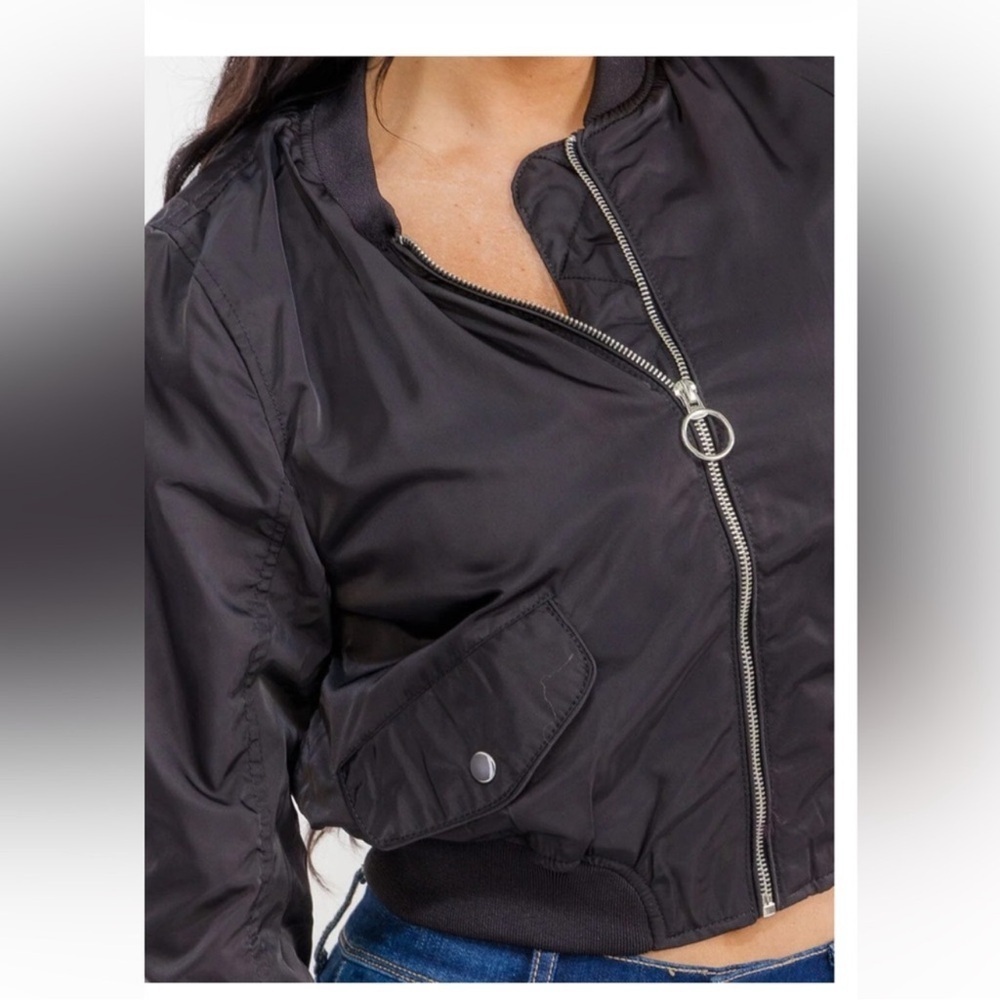 Black Bomber Jacket - Picture 2 of 4